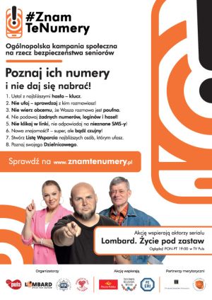 Plakat kampanii społecznej #ZnamTeNumery