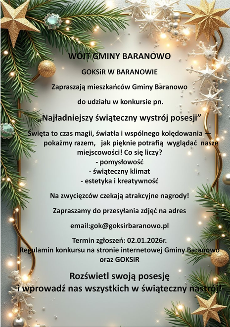 Konkurs „Najładniejszy świąteczny wystrój posesji”